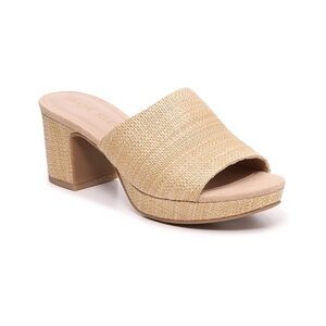 Anne Klein Payge platform block heel slip on sandals 9